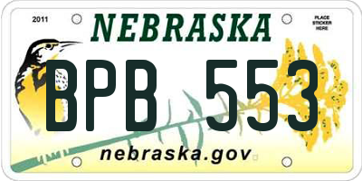 NE license plate BPB553