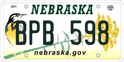 NE license plate BPB598
