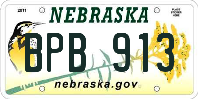 NE license plate BPB913