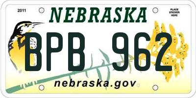 NE license plate BPB962