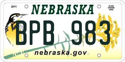 NE license plate BPB983