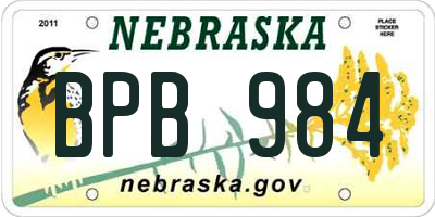 NE license plate BPB984