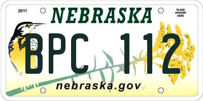 NE license plate BPC112