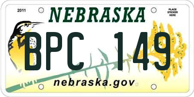 NE license plate BPC149