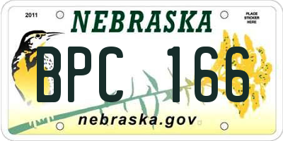 NE license plate BPC166