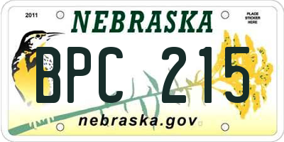 NE license plate BPC215