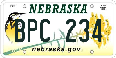 NE license plate BPC234