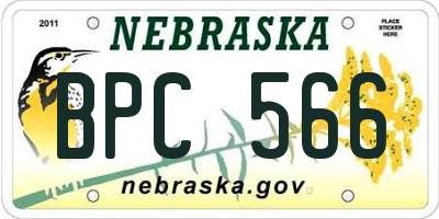 NE license plate BPC566
