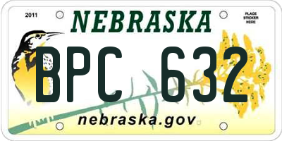 NE license plate BPC632