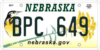 NE license plate BPC649