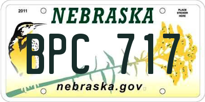 NE license plate BPC717