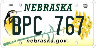 NE license plate BPC767