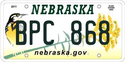 NE license plate BPC868