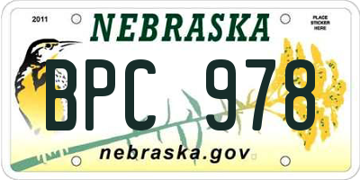 NE license plate BPC978