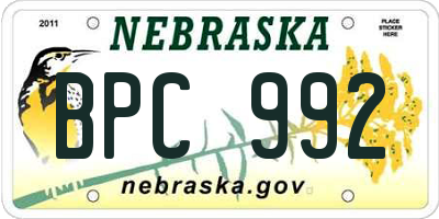 NE license plate BPC992