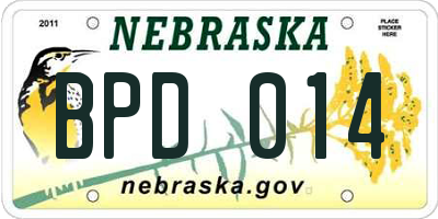 NE license plate BPD014