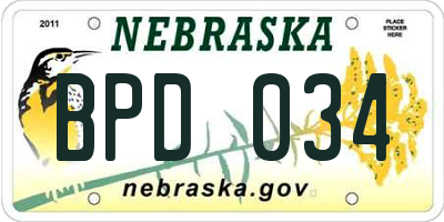 NE license plate BPD034