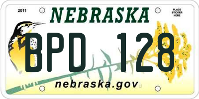 NE license plate BPD128