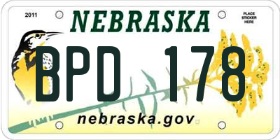 NE license plate BPD178