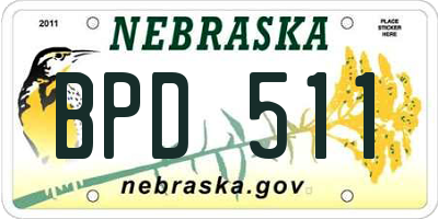 NE license plate BPD511