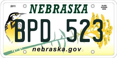 NE license plate BPD523