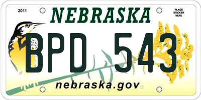 NE license plate BPD543