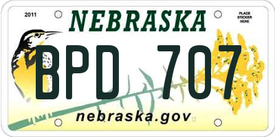 NE license plate BPD707
