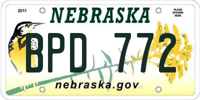 NE license plate BPD772