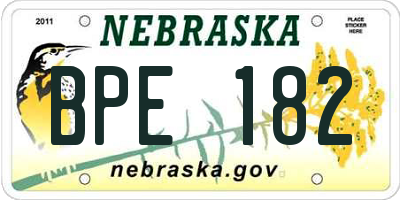 NE license plate BPE182
