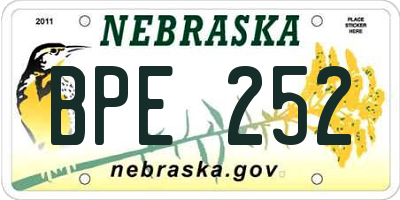 NE license plate BPE252