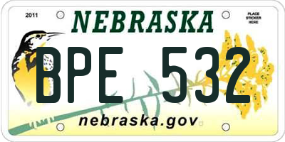 NE license plate BPE532