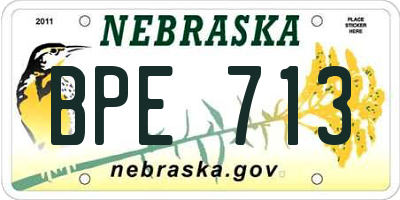 NE license plate BPE713