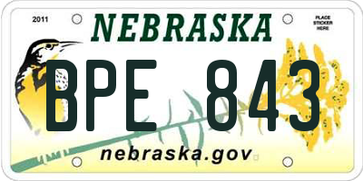 NE license plate BPE843