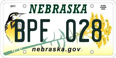 NE license plate BPF028
