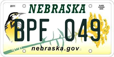 NE license plate BPF049