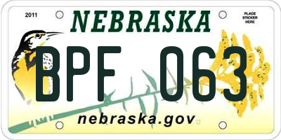 NE license plate BPF063