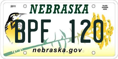 NE license plate BPF120