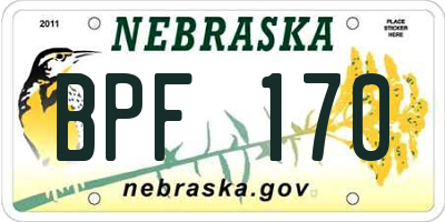 NE license plate BPF170