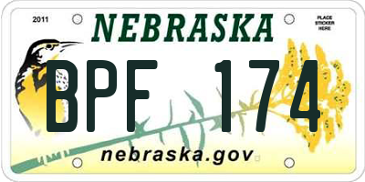 NE license plate BPF174