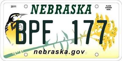 NE license plate BPF177