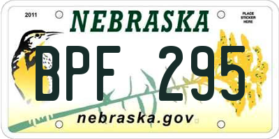 NE license plate BPF295