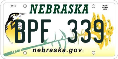 NE license plate BPF339