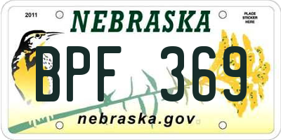 NE license plate BPF369