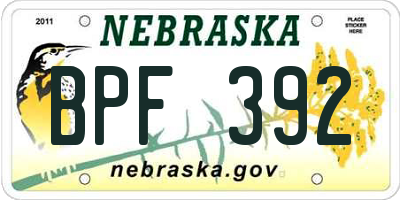 NE license plate BPF392