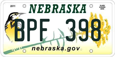 NE license plate BPF398