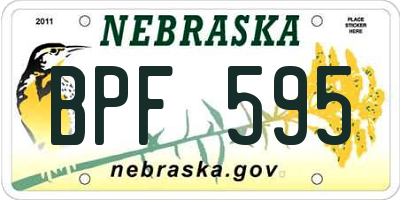 NE license plate BPF595
