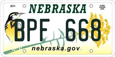 NE license plate BPF668