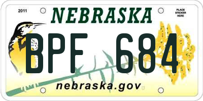 NE license plate BPF684
