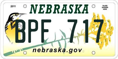 NE license plate BPF717