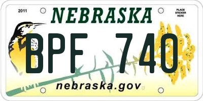 NE license plate BPF740
